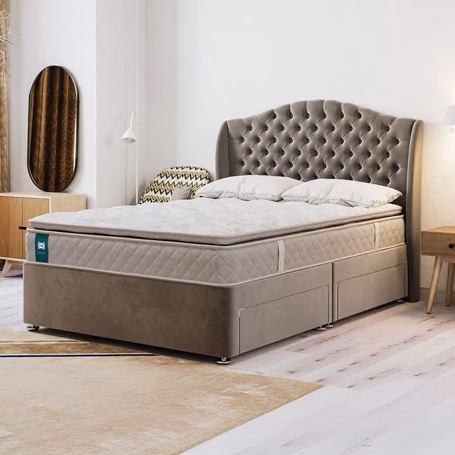 Sealy Alston Gel Advantage Pillow Top Hybrid Mattress in Grey, W: 150 cm, D: 200 cm