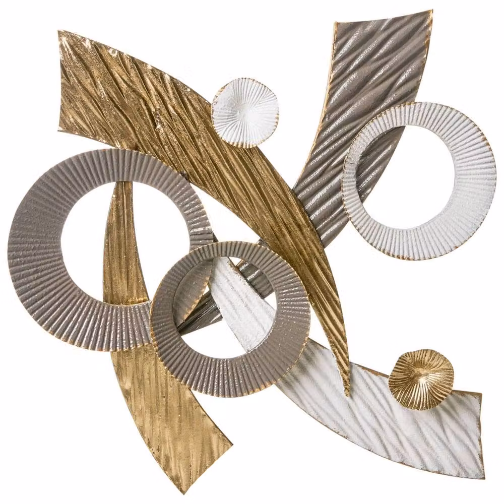 Wyld and Coco Gilded Aura Gold Metal Geometric Interlocking Circles Wall Decor Sculpture – 2