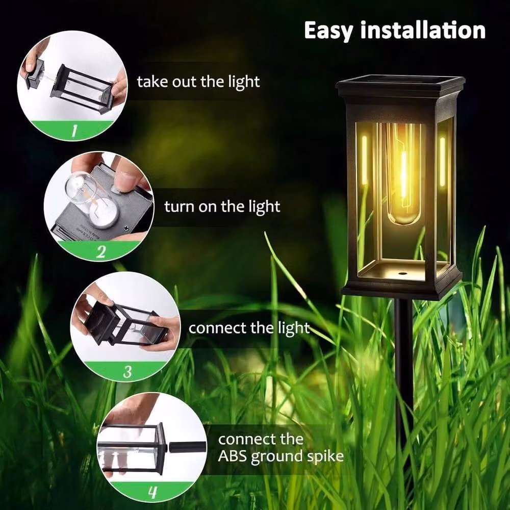 KORVIXA 2-Piece Set of Black Solar LED Garden Lights with Warm White Candle Effect – 3