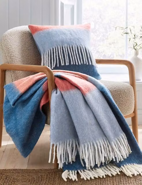 Land & Shore Blue Mix Striped Square Cotton Landscape Cushion