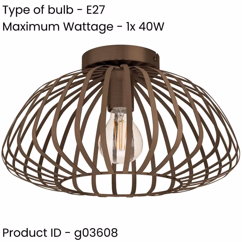 Loops Modern Bronze Semi-Flush Ceiling Light in Brown – 2