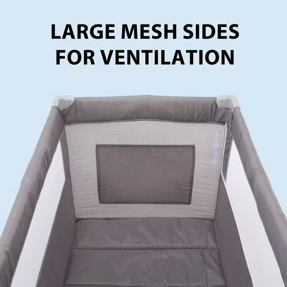 FORGEVIO Folding Travel Cot and Playpen with Mattress in Grey – 4