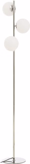 Fifty Five South Modern Chrome Floor Lamp with White Glass Sphere Shade in Silver – 1