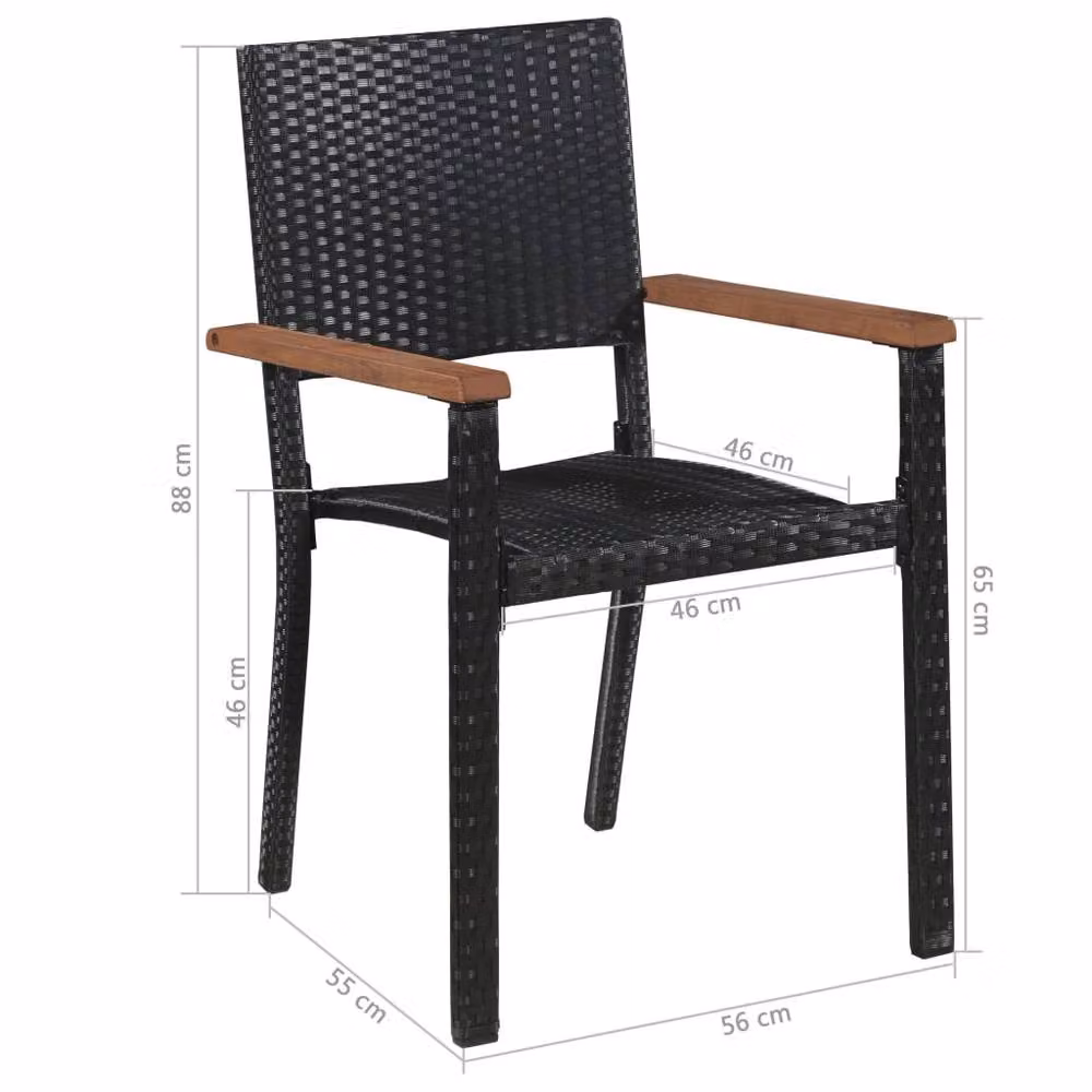 Berkfield Home Beautiful 9 Piece Outdoor Dining Set in Black Poly Rattan and Acacia Wood – 4