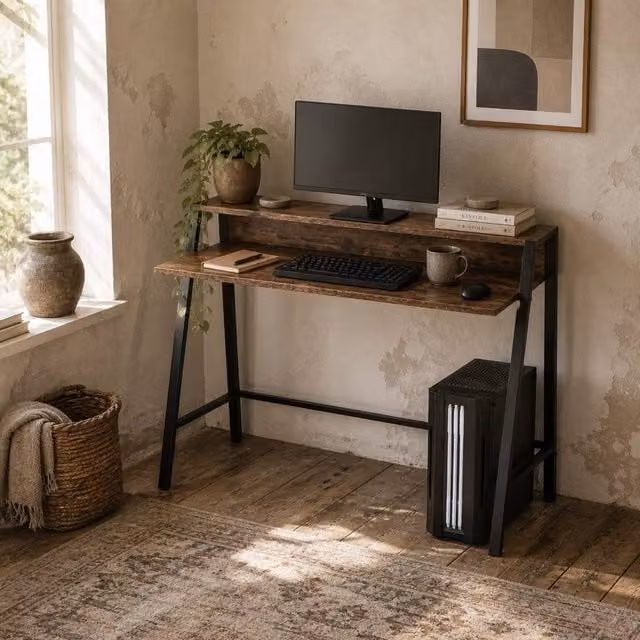 Wyld Haus Lune Writing Desk in Brown, W: 100 cm, D: 45 cm, H: 76 cm – 1