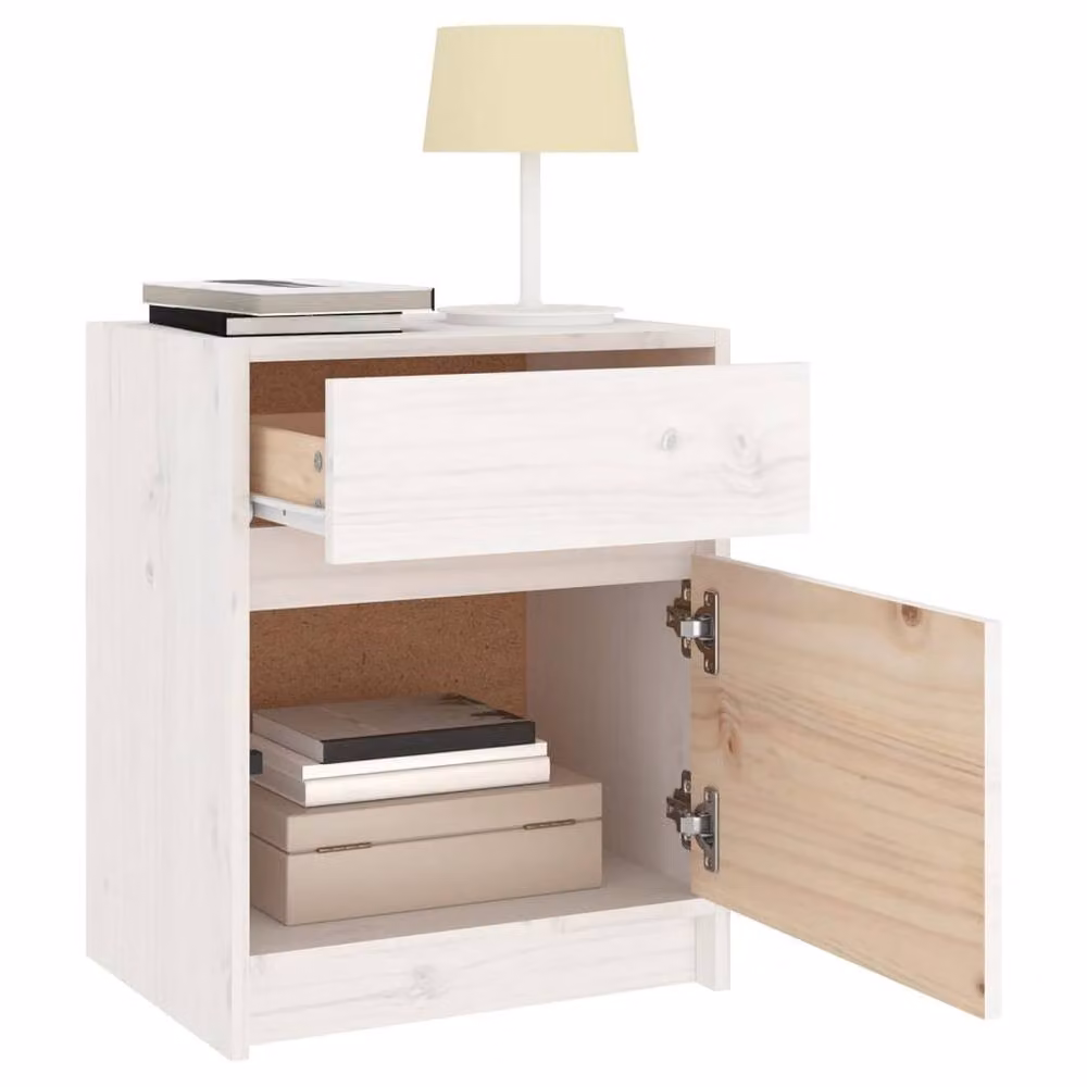 Berkfield Home Beautiful Bedside Cabinets, Set of 2, White Solid Pinewood, W/D/H: 40 x 31 x 50 cm – 2