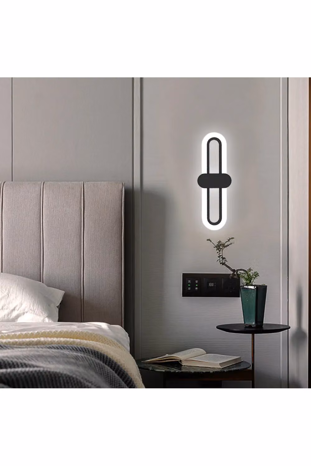 Living and Home Modern Minimalistic Oval LED Wall Light in Black – 2