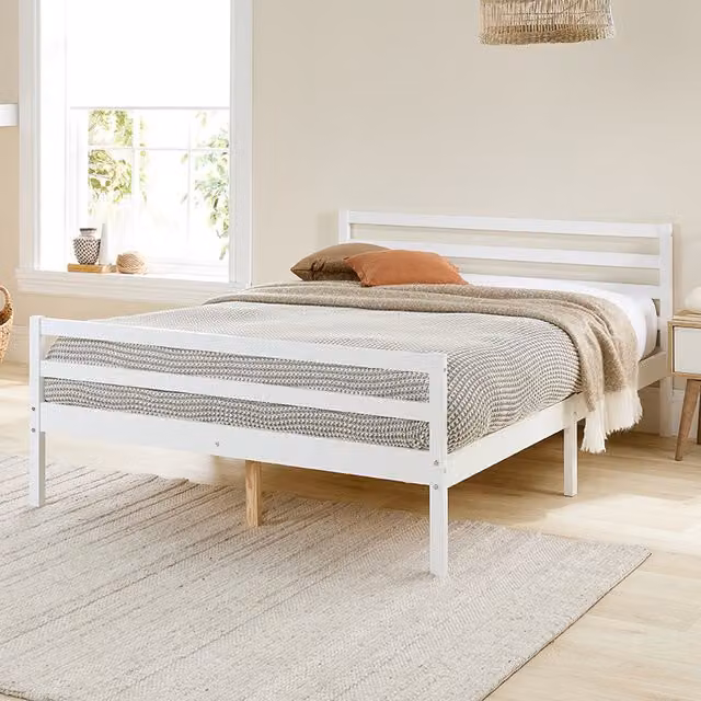 Aspire Classic Lacquered Solid Wood Bed Frame in White