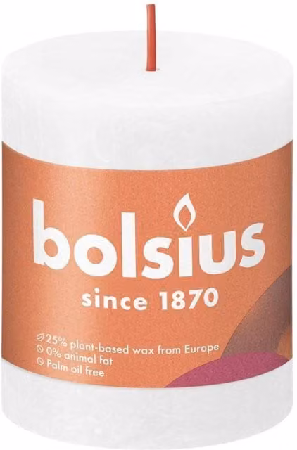 Bolsius Rustic Shine White Pillar Candle 2 Pack, H 80 mm x W 68 mm