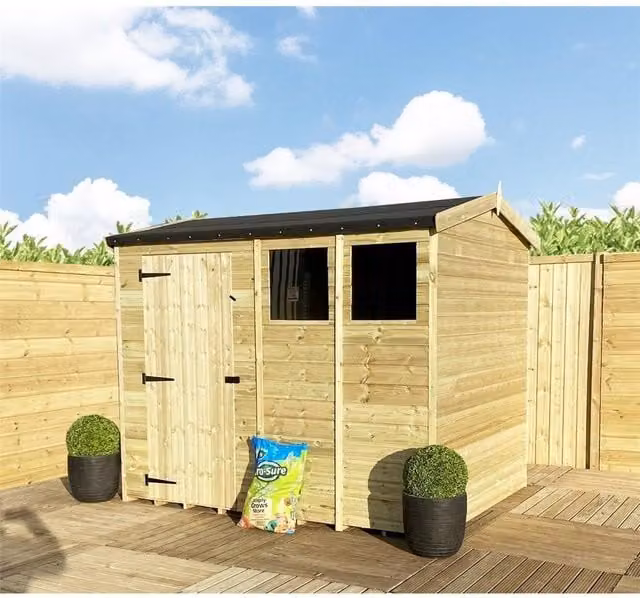 Marlborough 4 x 4 Pressure Treated High Eaves Reverse Apex Shed with Single Door in Natural