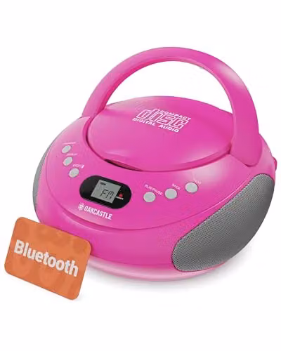 Oakcastle CD250 Portable Bluetooth CD Boombox with FM Radio in Pink