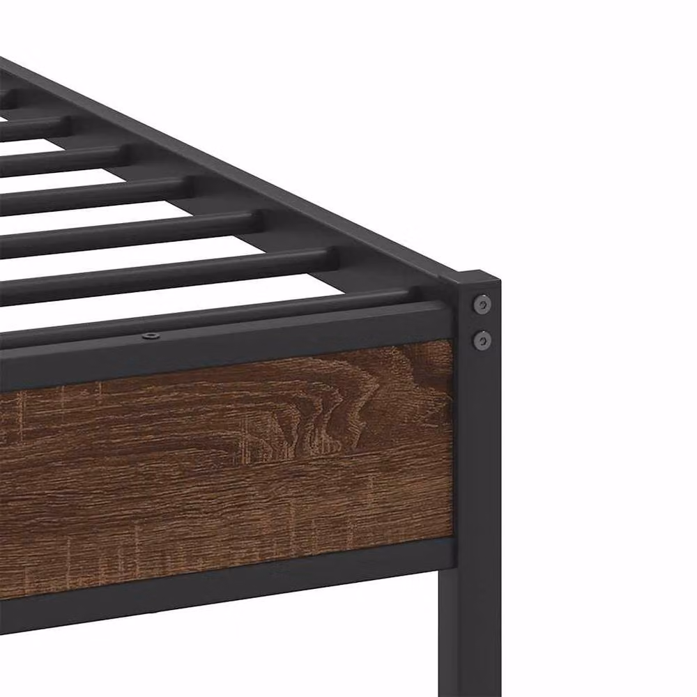Berkfield Home Brown Oak Bed Frame in Engineered Wood W/D/H: 80 x 200 cm – 6
