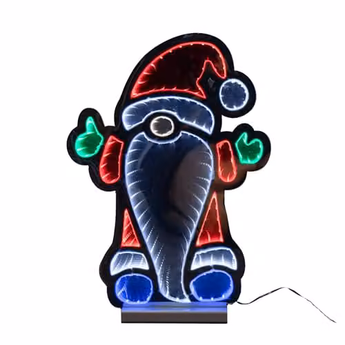 Samuel Alexander Multicolour Light Up Standing Gnome Christmas Infinity Decoration on Wooden Base with LEDs, Height: 40 cm – 2
