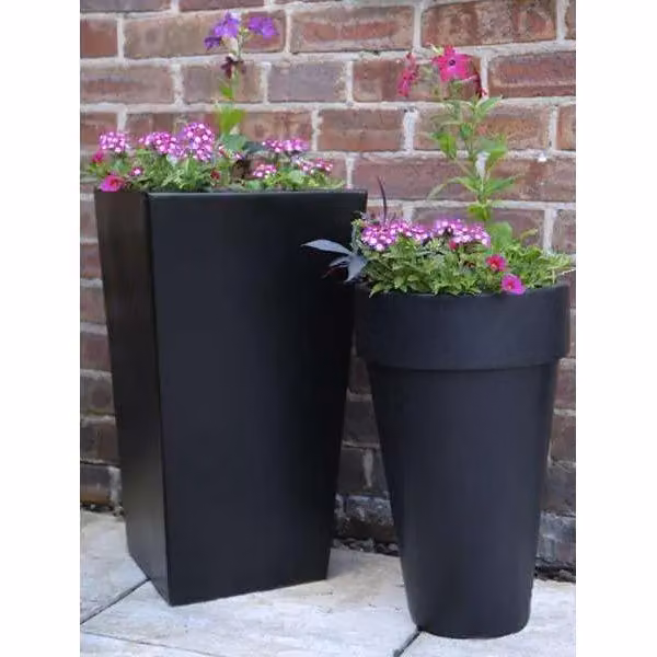 Primrose Tall Flared Square Fibreglass Outdoor Garden Planter, Matt Black, Height: 120 cm – 2