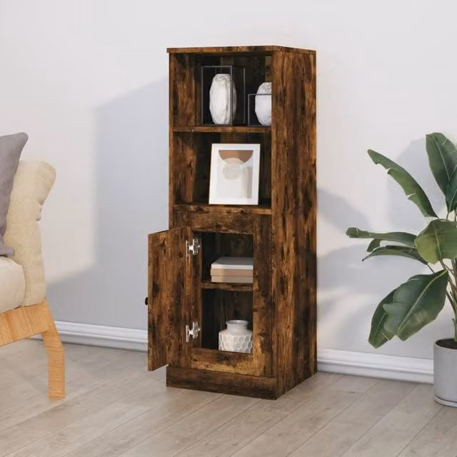 Berkfield Home Smoked Oak Highboard in Brown, W/D/H: 36 x 35.5 x 103.5 cm