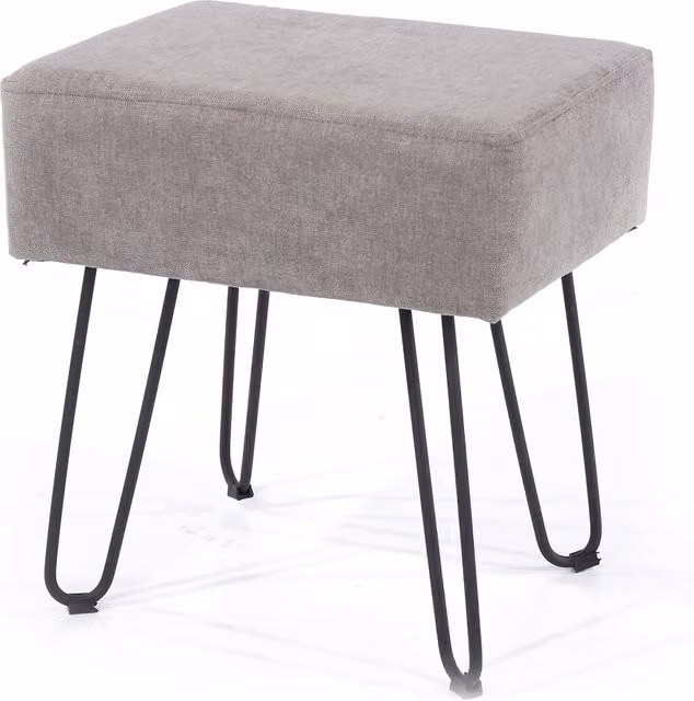 Core Products Ltd Aspen Grey Upholstered Rectangular Stool with Black Metal Legs