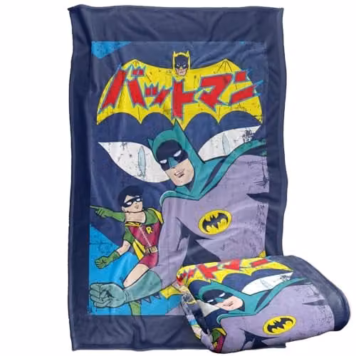 Warner Bros. Batman Robin Kanji Large Eyes Super Soft Fleece Throw Blanket, Multicolour, W: 91 cm, D: 147 cm