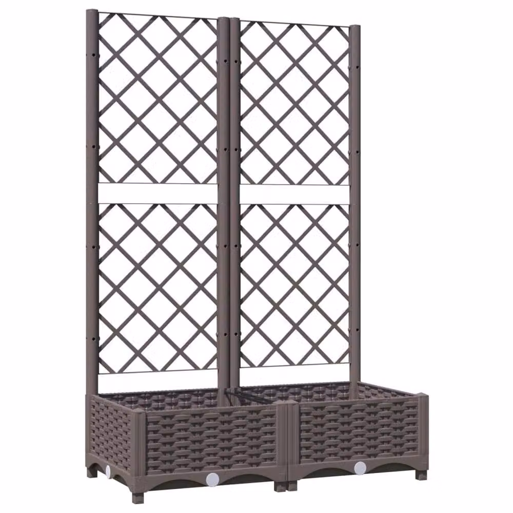 Berkfield Home Garden Planter with Trellis, Brown, H x W x D: 121.5 x 80 x 40 cm – 3