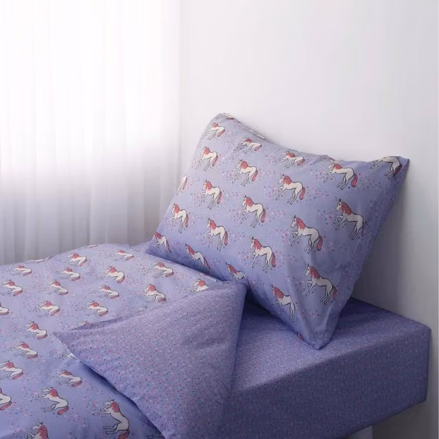 Rachel Riley Lilac Unicorn Cotton Duvet Set and Pillowcase for Children