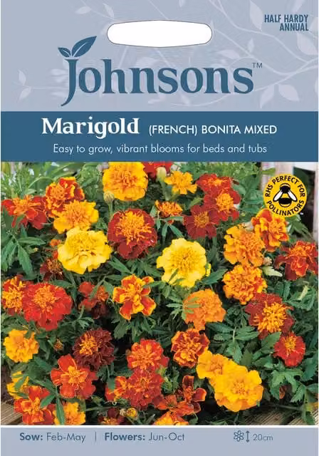 Johnsons Marigold French Bonita Mixed Flower Seeds, Multicolour Orange