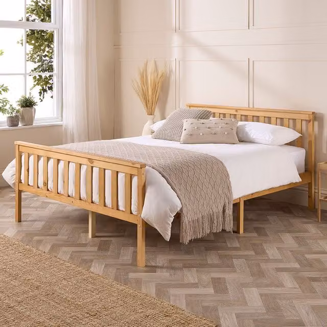 Aspire Atlantic Solid Wood Bed Frame in Natural, W/D/H: 120 x 200 x 82 cm