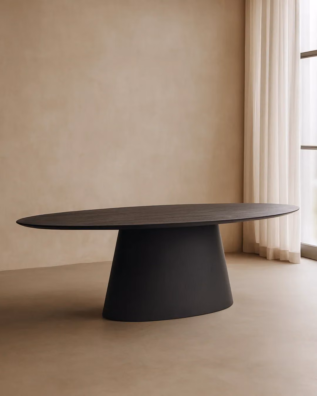 Tommy Franks Oval Dining Table in Black Oak, W: 240 cm, D: 120 cm, H: 76 cm