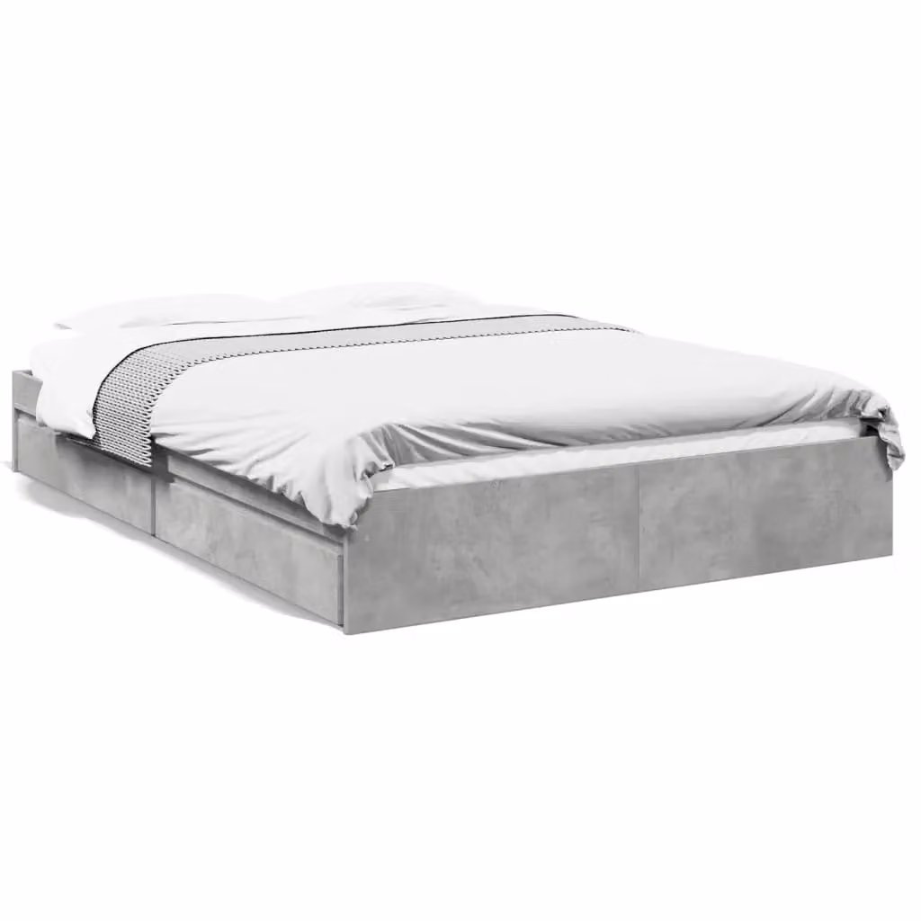 Berkfield Home King Size Bed Frame with Drawers in Concrete Grey, W/D/H: 150 x 200 cm – 2