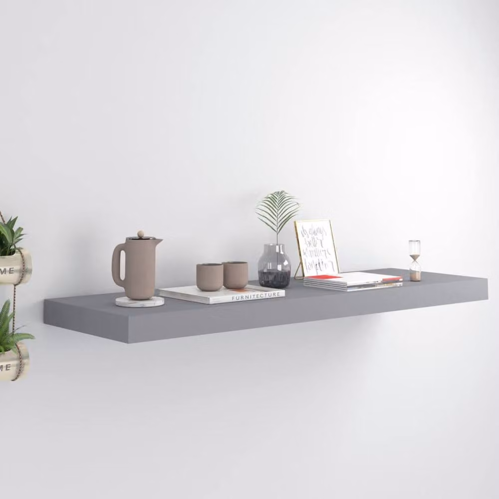 Berkfield Home Floating Wall Shelf, Grey, W: 80 cm, D: 23.5 cm, H: 3.8 cm – 2