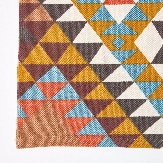 Homescapes Oslo Multi Colour Cotton Diamond Pattern Hall Runner, W/D/H: 66 x 200 cm