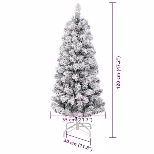 vidaXL Artificial Hinged Christmas Tree in Green and White, Height: 120 cm – 3