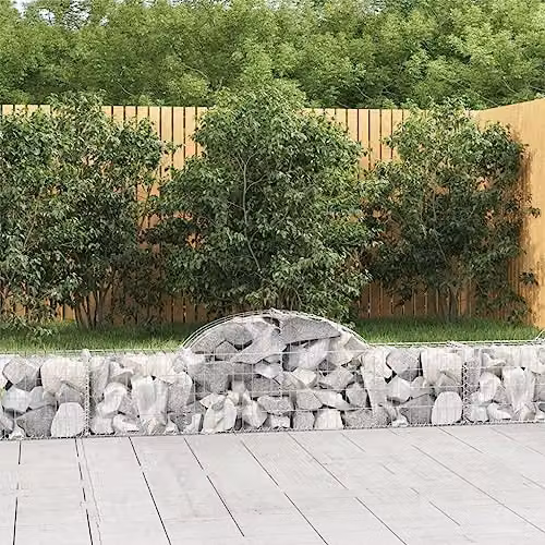 vidaXL Set of 2 Arched Gabion Baskets in Silver Galvanised Steel, W/D/H: 200 x 30 x 40/60 cm – 2