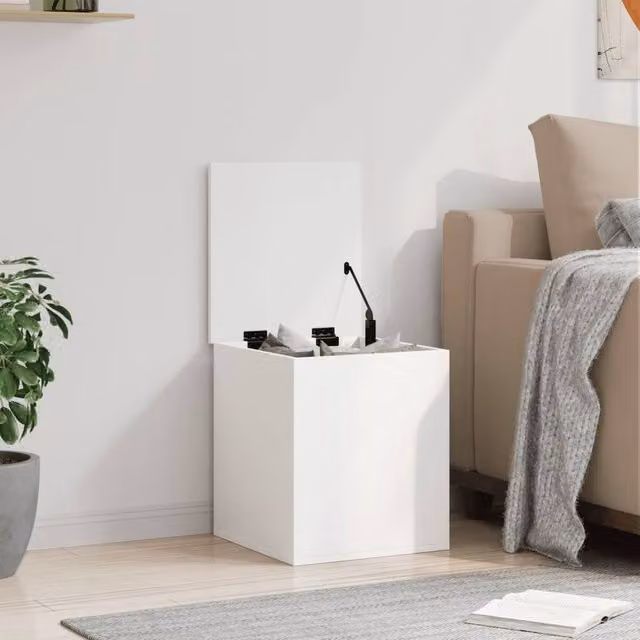 Berkfield Home White MDF Storage Box with Removable Lid W/D/H: 42 x 42 x 46 cm – 1