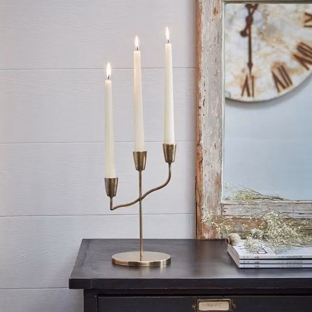 Ivyline Cast Metal Taper Candle Holder in Gold, H: 25.5 cm, W: 19 cm – 1