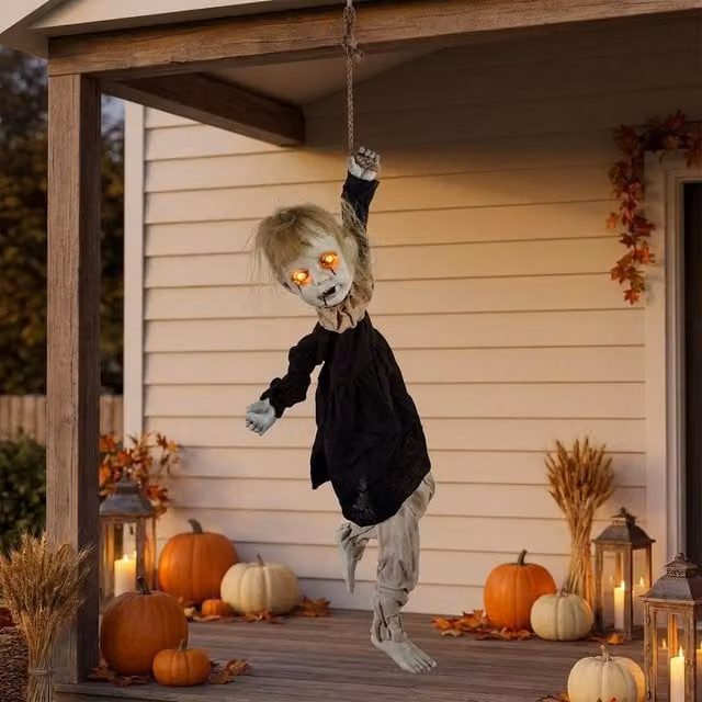 Garden Greatness Hanging Haunted Animated Moving Girl Halloween Decoration, Multicolour