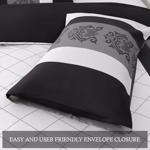 Lazzaro Super King 3-Piece Microfibre Duvet Set in Black with Zipper Closure – 5