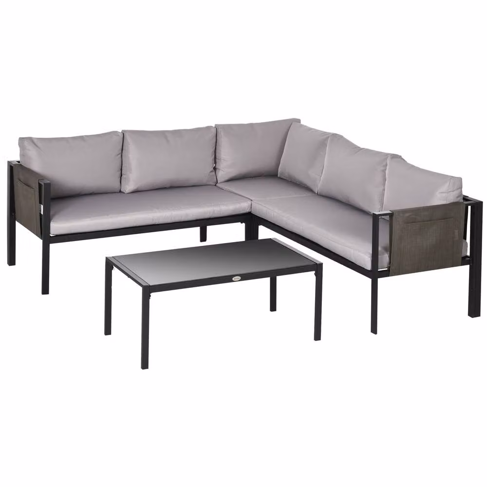 STILVORA Modern 5-Seater Sofa with Metal Frame in Grey – 3