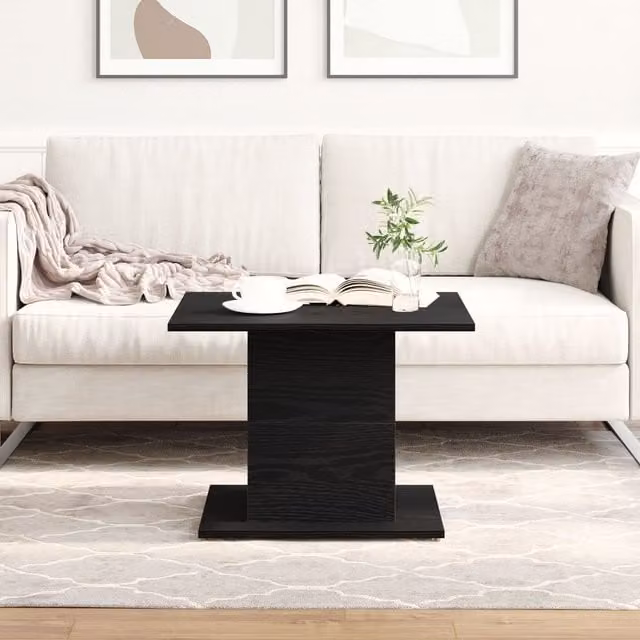 Berkfield Home Modern Square Coffee Table in Black Oak, W/D/H: 55.5 x 55.5 x 40 cm