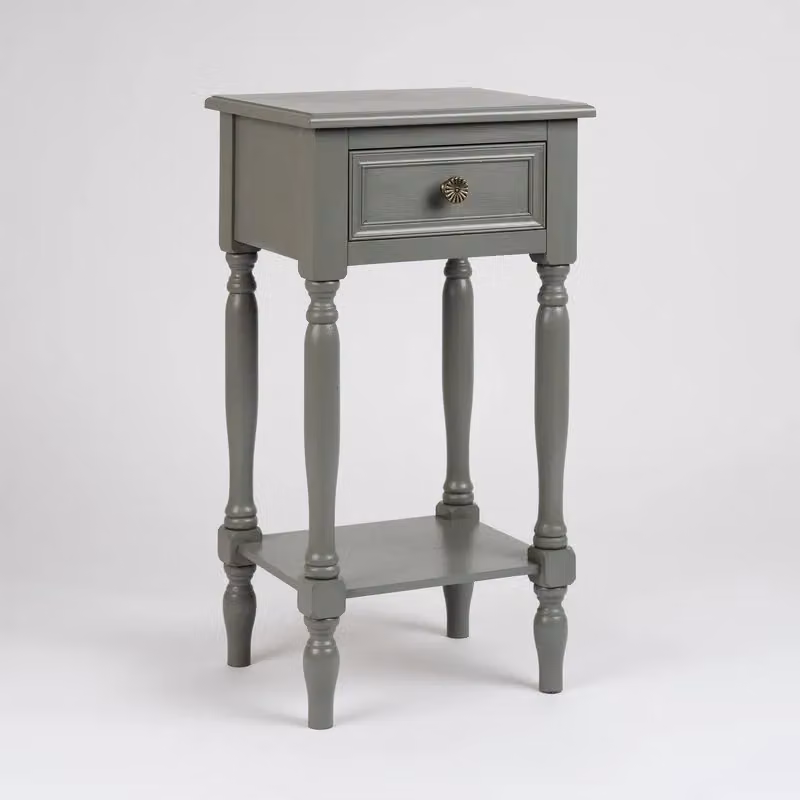 Scottish Everlastings Ltd Grey Modern Side Table with Drawer, W/D/H: 30.0 x 35.5 x 66.0 cm – 2