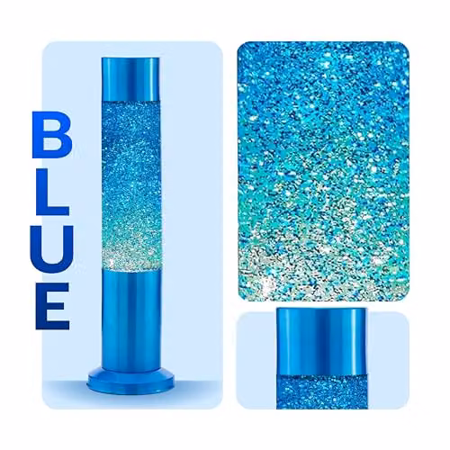 Nova Lighting Blue Glitter Tabletop Lamp with Glass and Aluminium Cylinder Design – 2