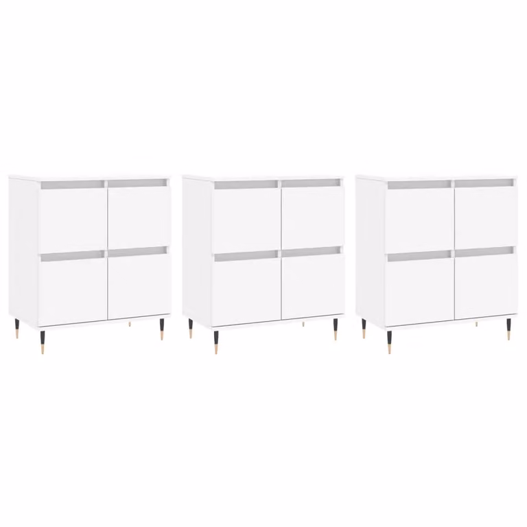 Berkfield Home Set of 3 Classic White Matt MDF Wall Mounted Sideboards