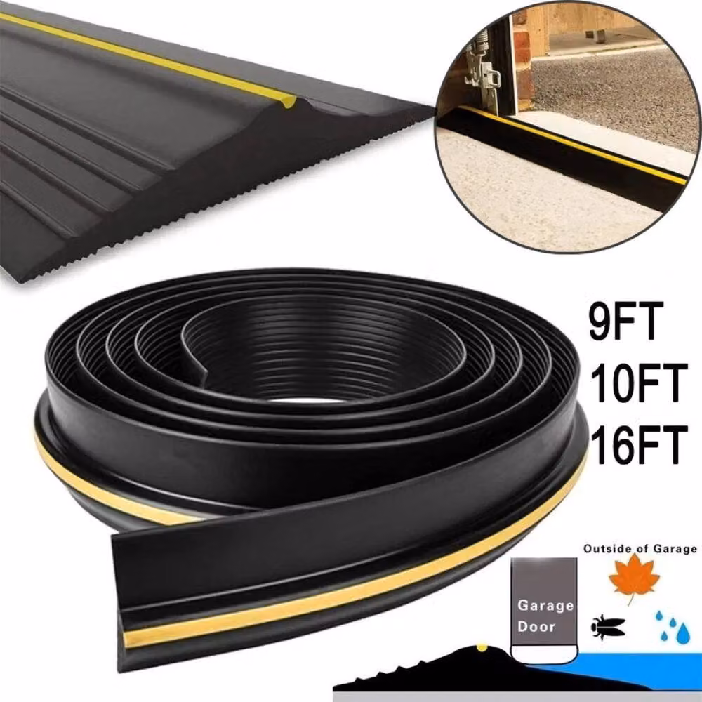 NESTLUNE Black EPDM Rubber Garage Door Threshold Seal Strap W: 1000 cm, H: 52 cm – 3