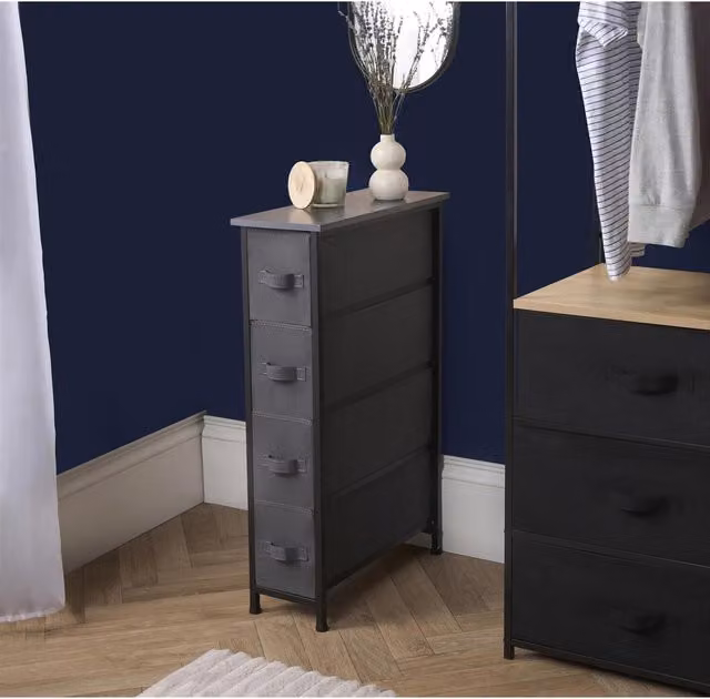OHS Brooklyn Narrow Fabric Drawer Cabinet in Grey