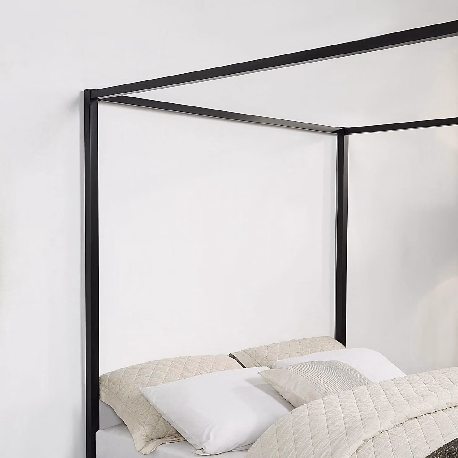 SlumberWorx Ashwell Modern Four Poster Metal Bed Frame in Black, W/D/H: 180 x 200 x 157 cm – 2