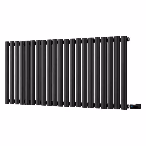 UK Radiators Omeara Black Horizontal Designer Electric Radiator with WiFi and App Control W: 121.8 cm, H: 60.0 cm – 2