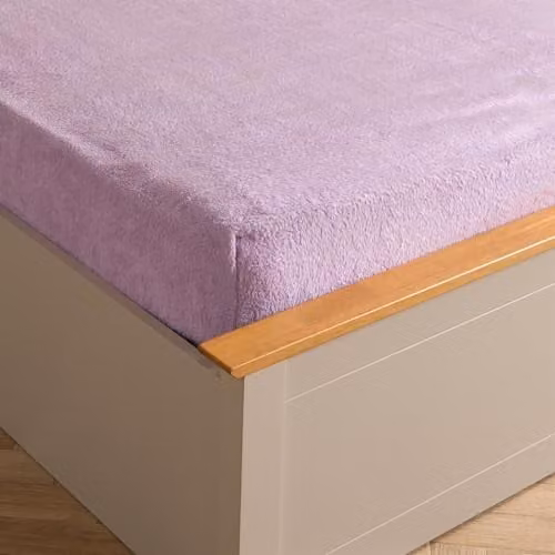 OHS Teddy Fleece Thermal Fitted Bed Sheet, Purple, W/D/H: 180 x 152 x 25 cm – 1