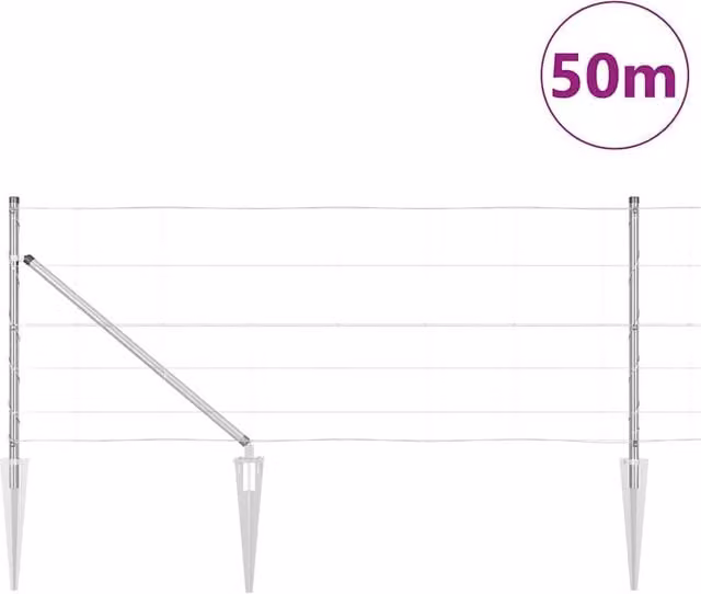 Berkfield Home Modern Field Fence in Silver Galvanised Steel, H: 0.8 m x L: 50 m
