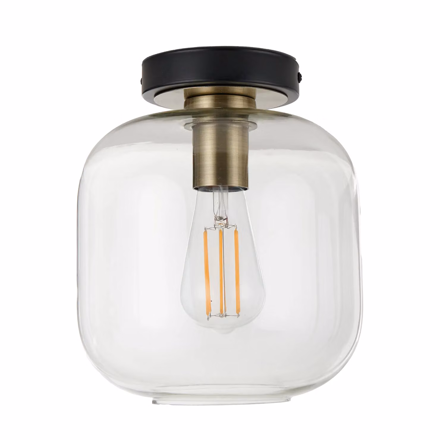 Ruma Minimalist Industrial Dome Ceiling Light with Transparent Glass and Black Base – 4