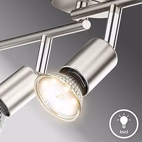 B.K.Licht Modern LED Ceiling Spotlight Bar in Silver, 4x GU10 Adjustable Heads, Warm White, W/D/H: 60.5 x 10.5 x 10.5 cm – 2