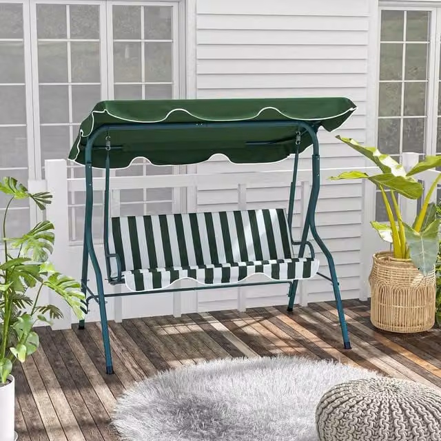 EONLION 3-Person Green Garden Swing Chair with Sun Canopy – 1
