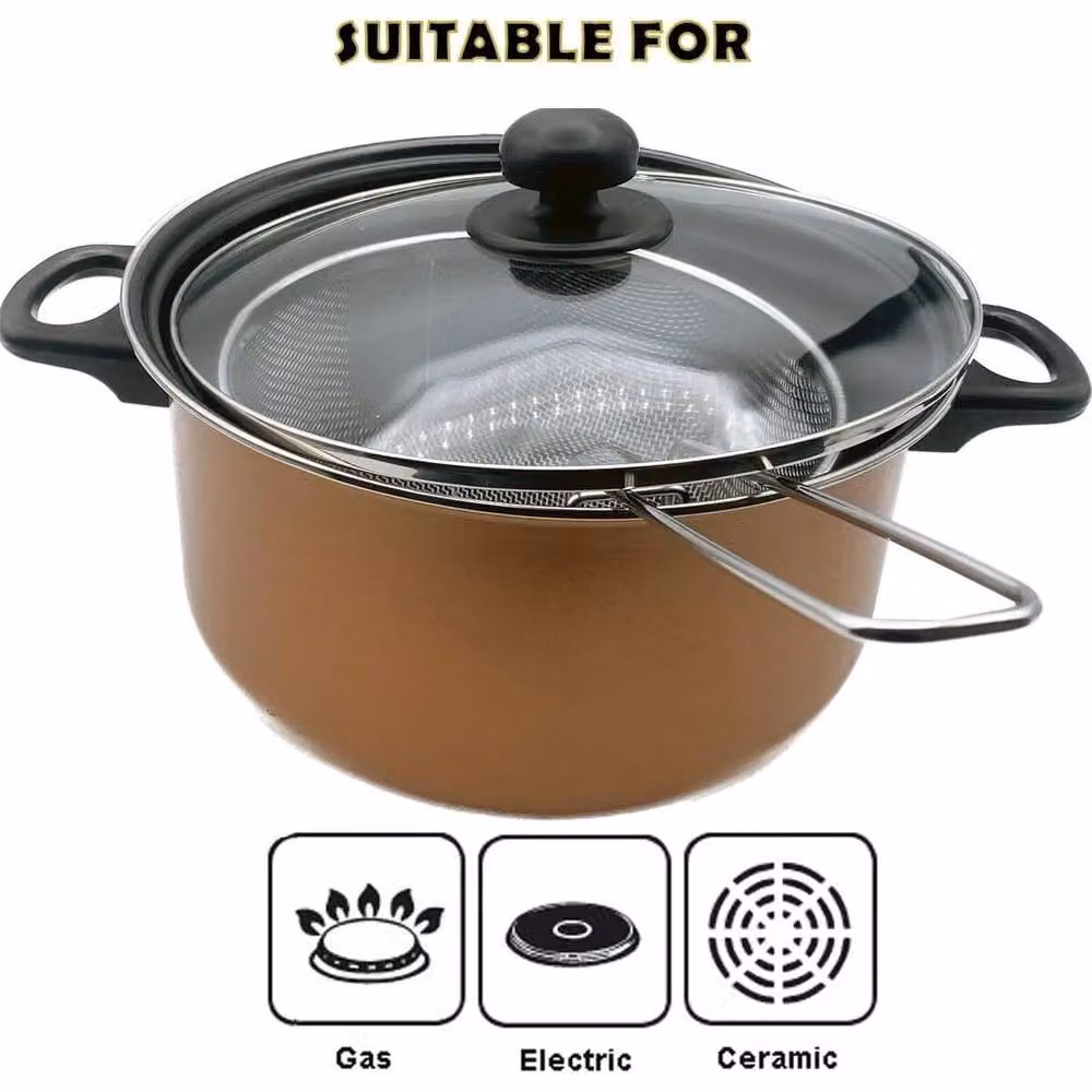 PAWNORA Non Stick Chip Pan Fryer in Copper and Bronze, Diameter: 24 cm – 2
